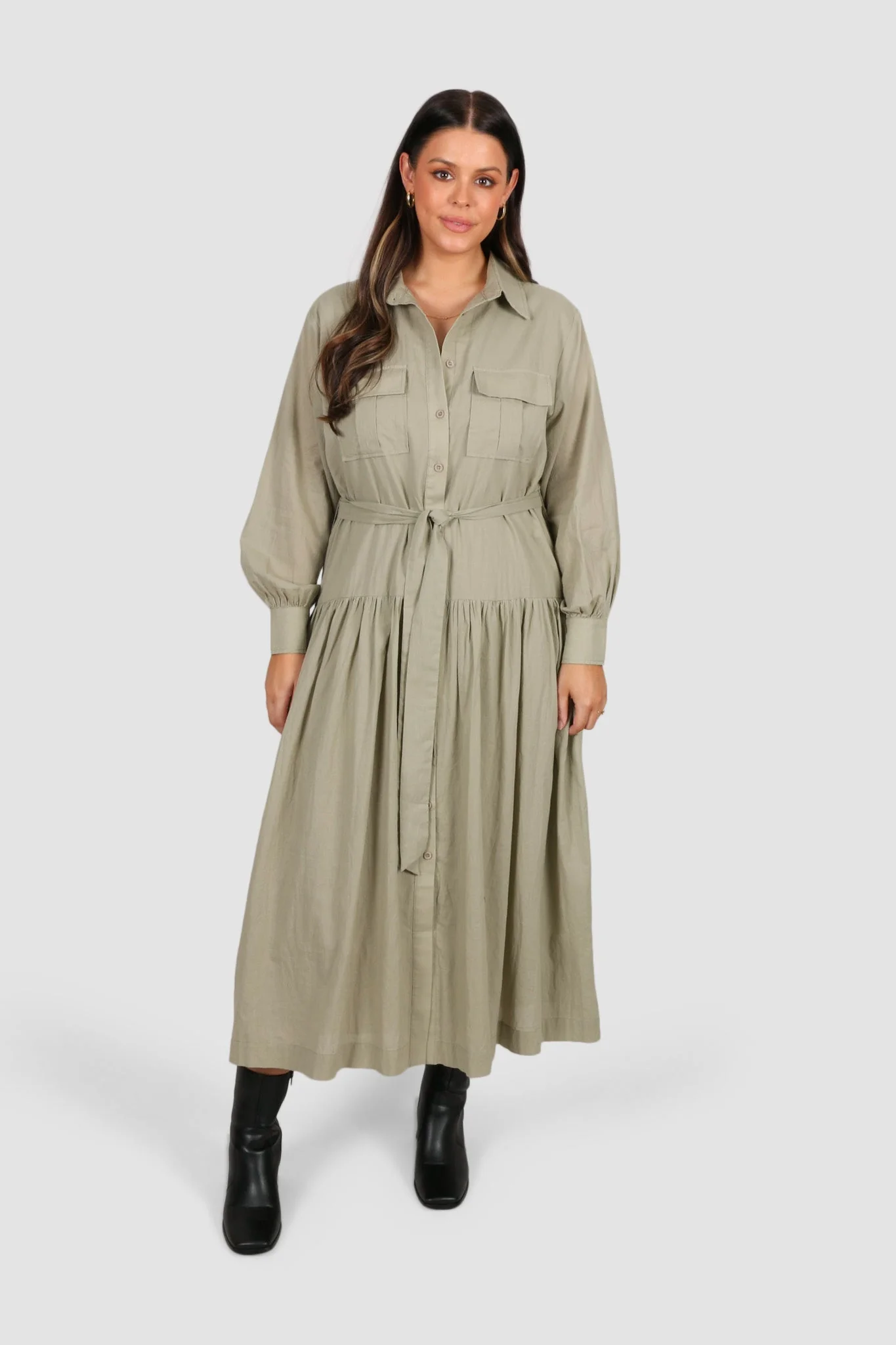 WISTERIA DRESS KHAKI - Image 3