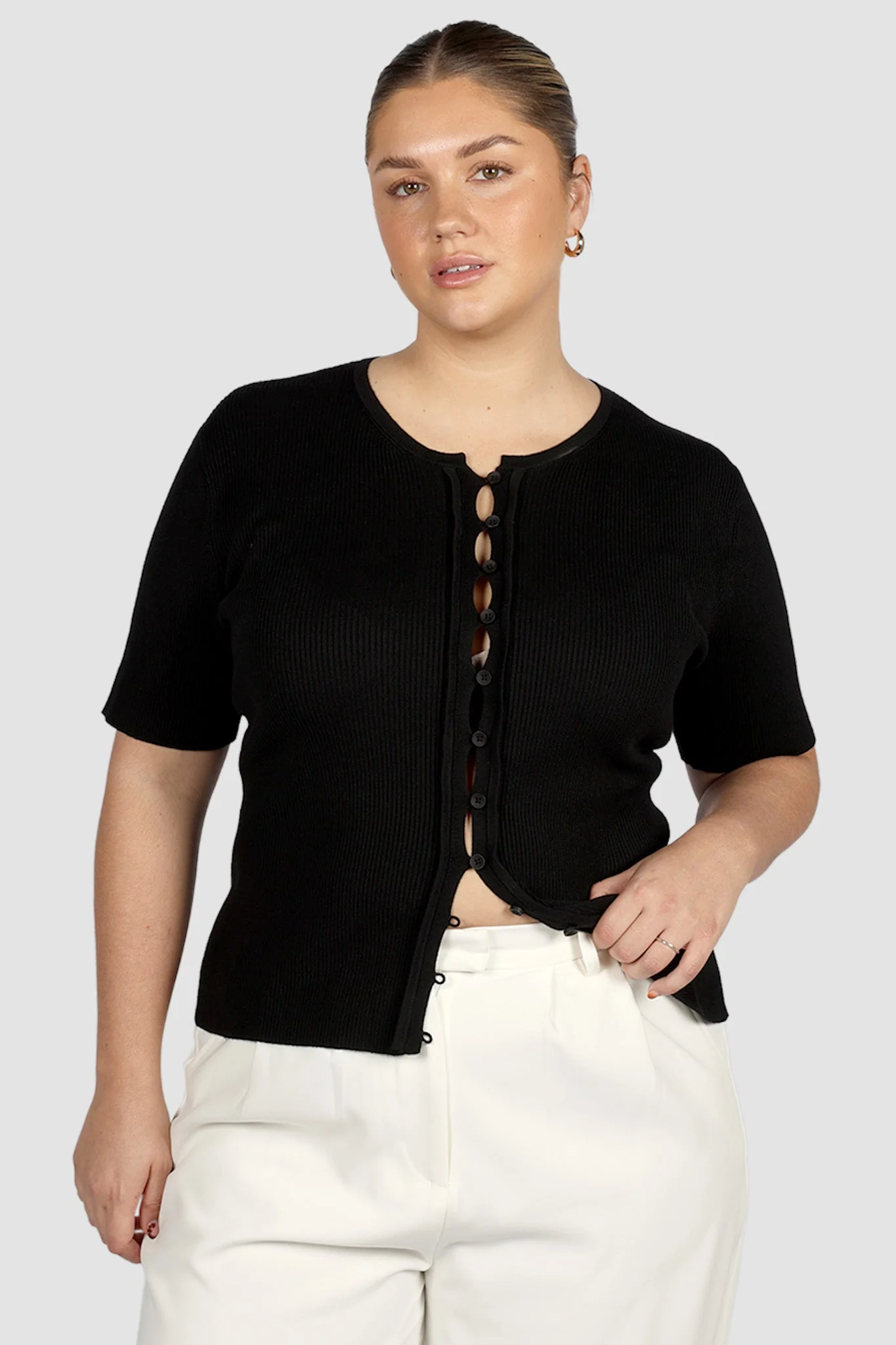 WREN S/S KNIT TOP BLACK - Image 3
