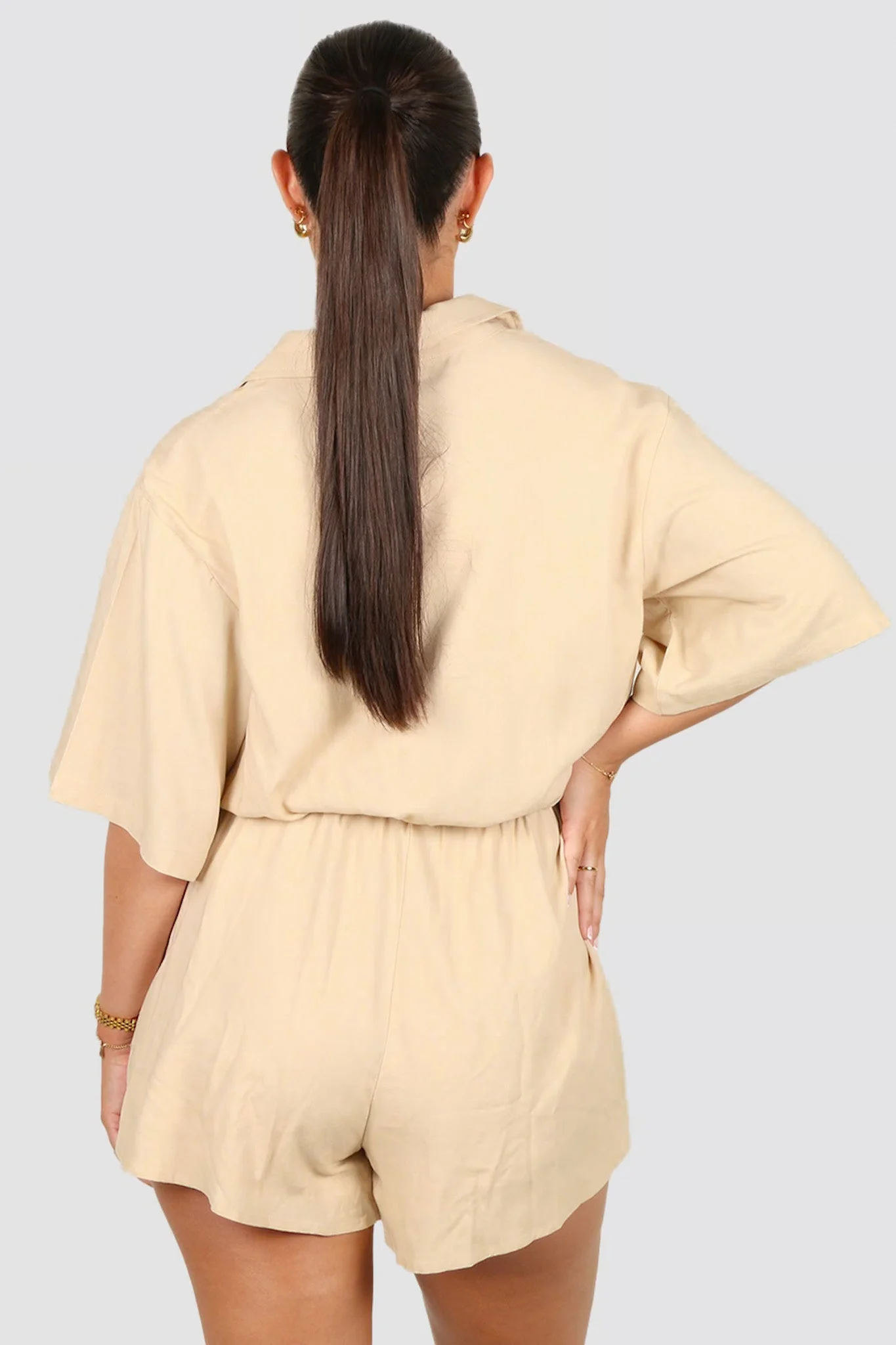 ZEPHYR LINEN PLAYSUIT NEUTRAL - Image 5