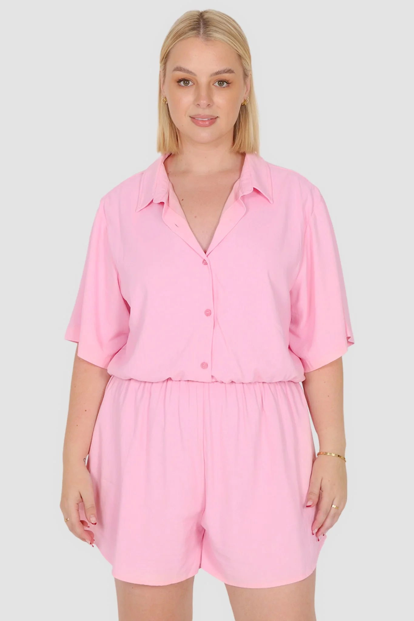 ZEPHYR LINEN PLAYSUIT PINK - Image 6