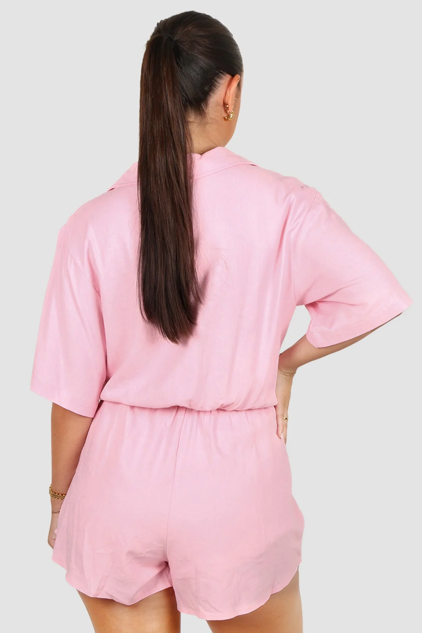 ZEPHYR LINEN PLAYSUIT PINK - Image 9
