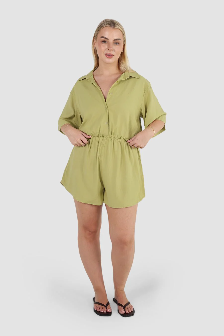 ZEPHYR LINEN PLAYSUIT PISTACHIO - Image 3