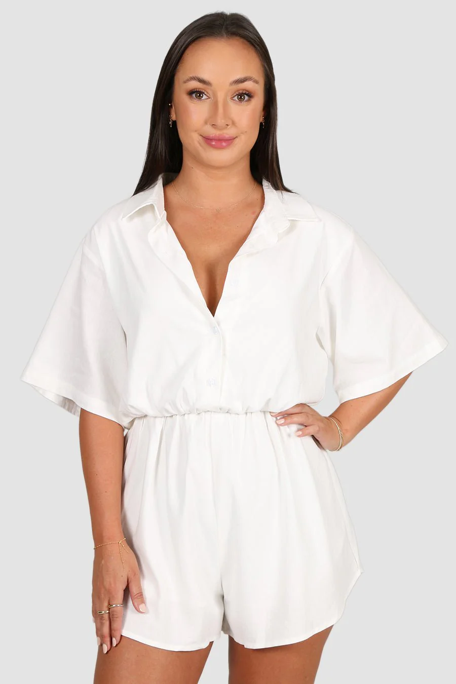 ZEPHYR LINEN PLAYSUIT WHITE - Image 2