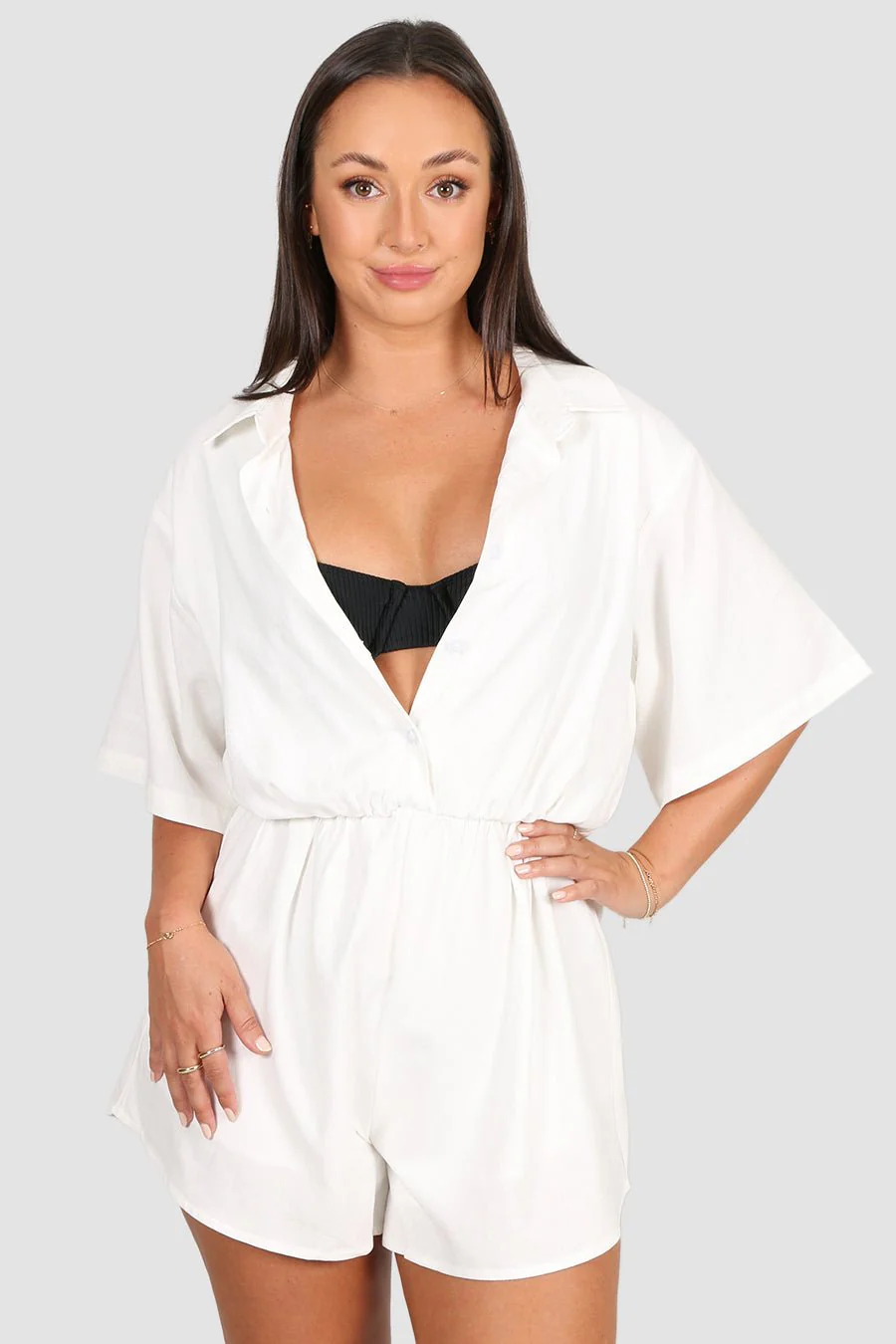 ZEPHYR LINEN PLAYSUIT WHITE - Image 8