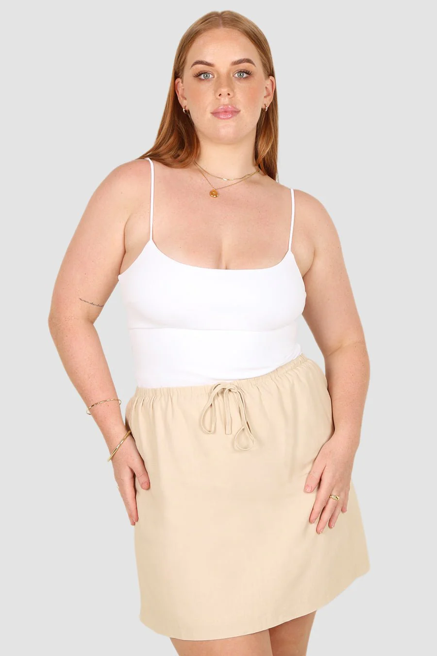 ZOLA LINEN SKIRT NEUTRAL - Image 3