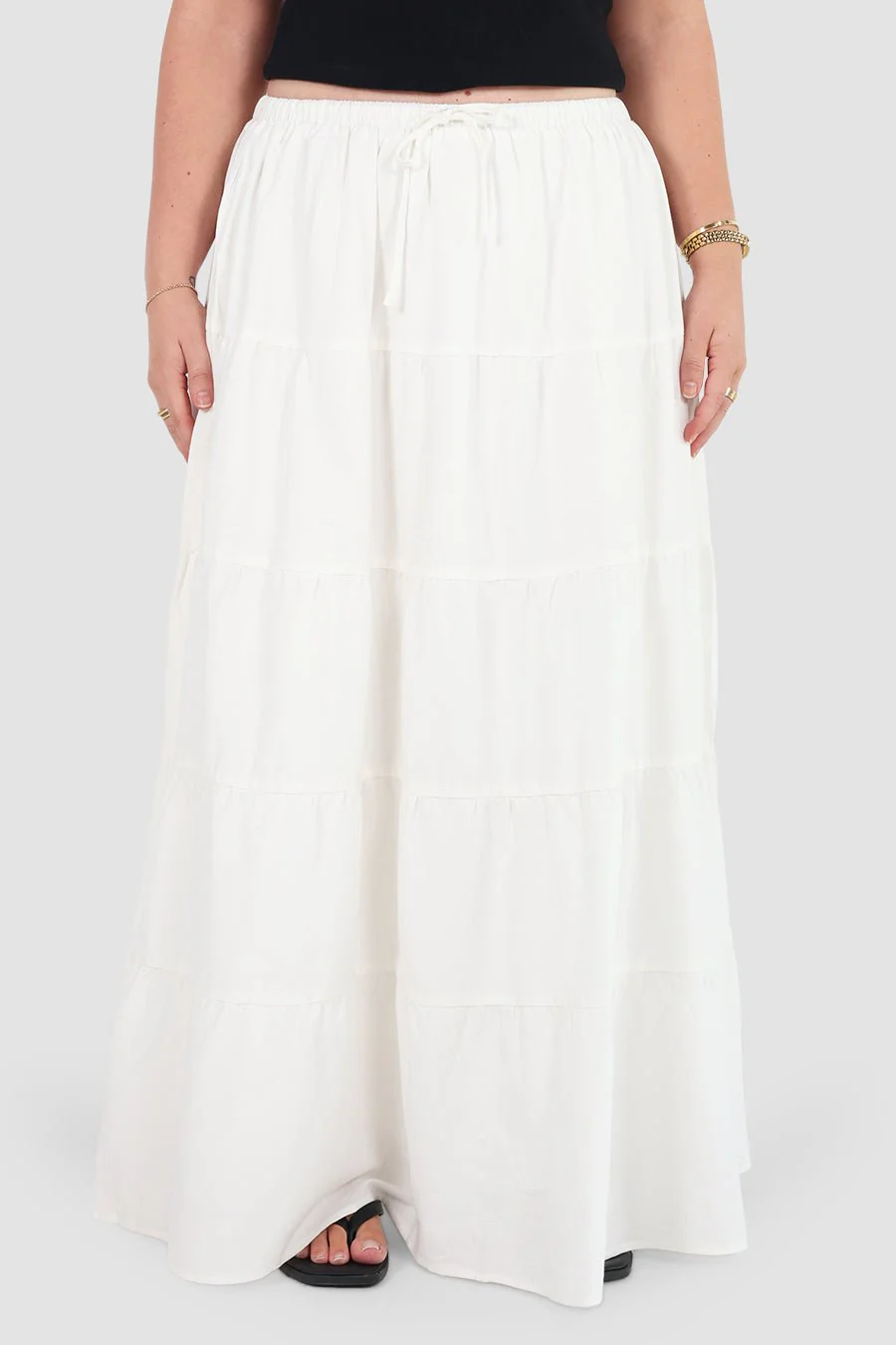 ZYLA TIERED MAXI SKIRT WHITE - Image 2