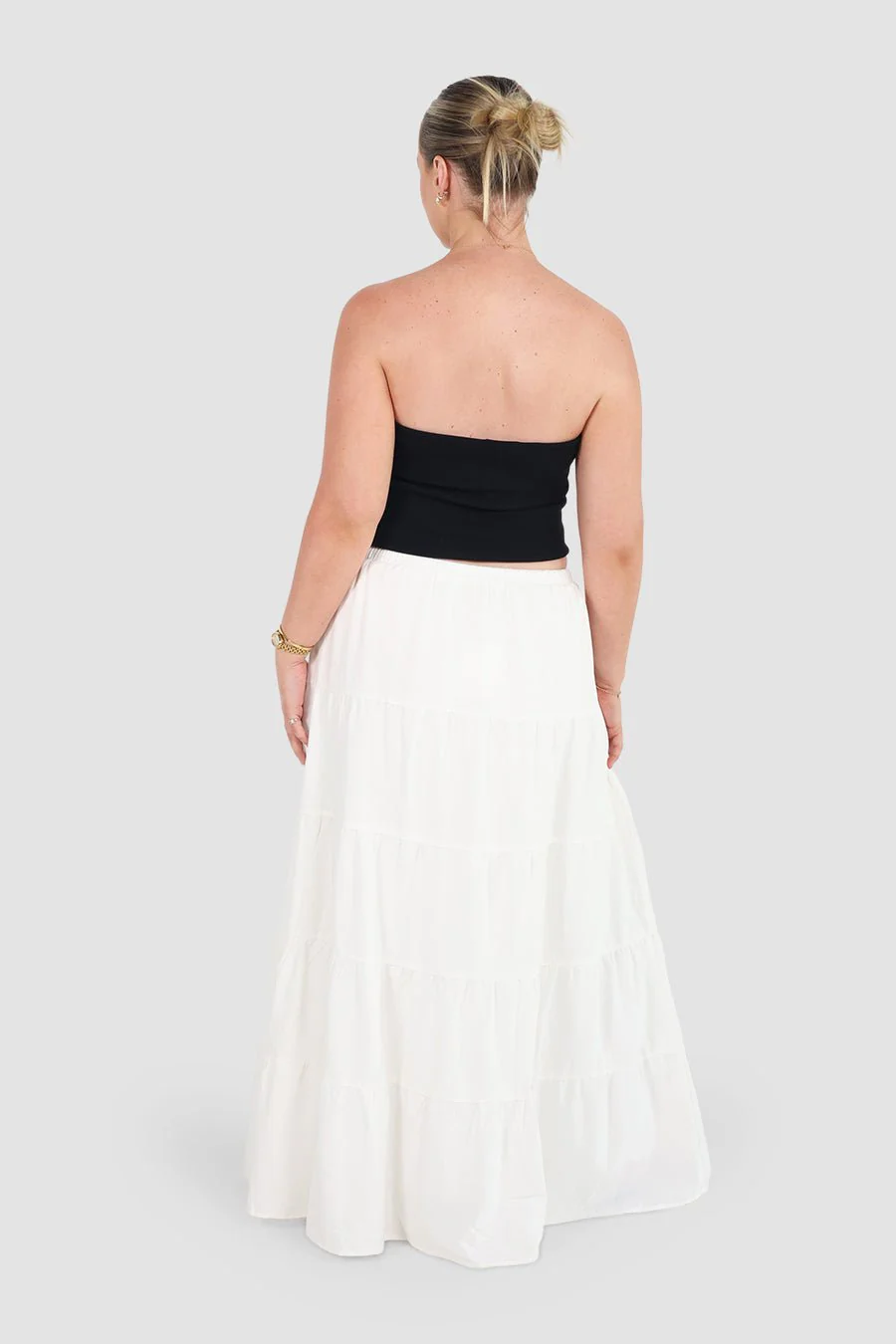 ZYLA TIERED MAXI SKIRT WHITE - Image 4