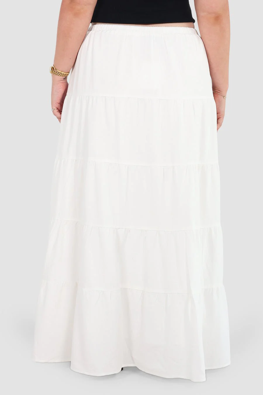 ZYLA TIERED MAXI SKIRT WHITE - Image 5